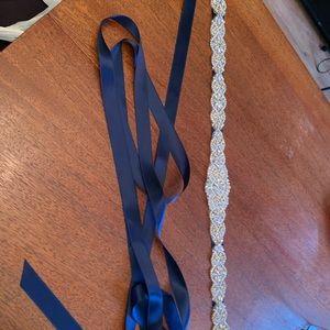 28 1/2 inch Silver Clear Crystal Wedding Sash Belt